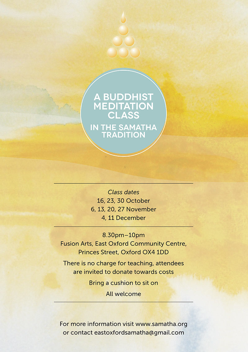 Samatha Trust Oxford meditation classes poster
